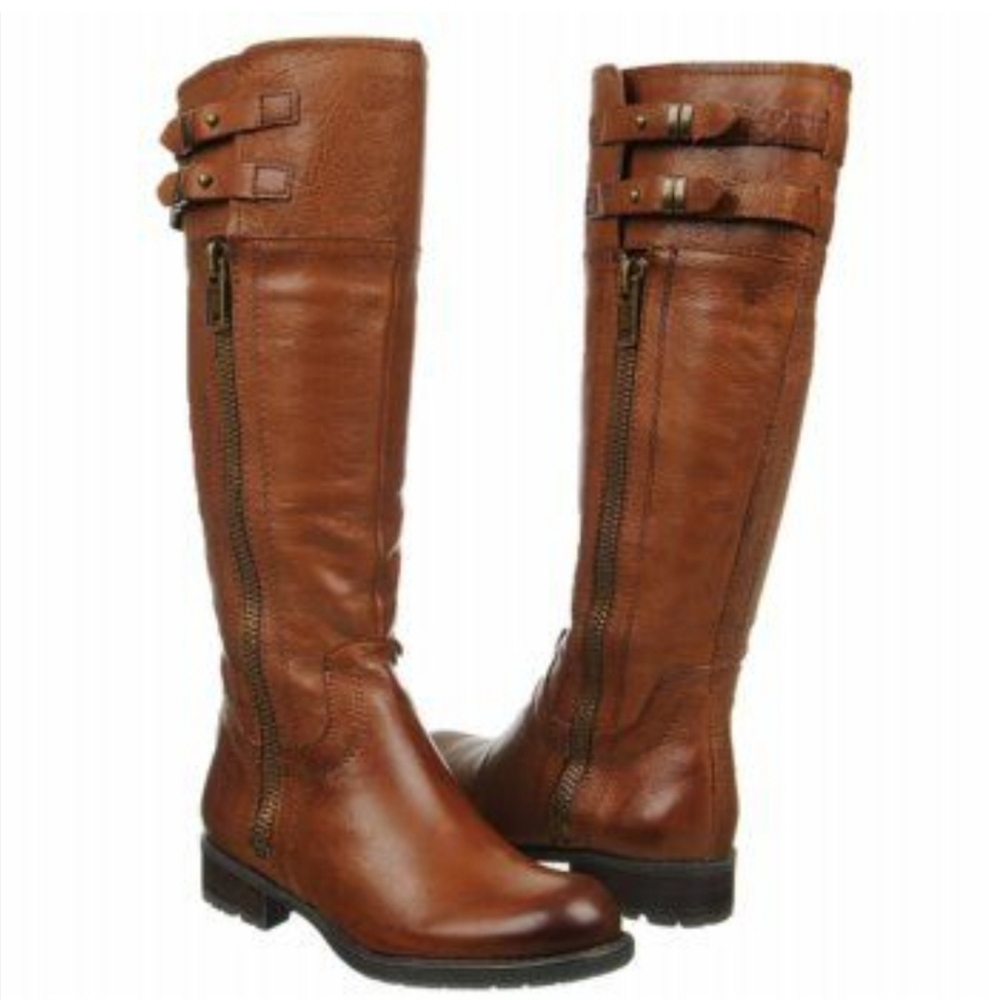 FRANCO SARTO Brown Leather Knee-High Boots Size 9